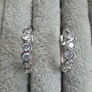 Sterling Silver Diamonique Hoop Earrings