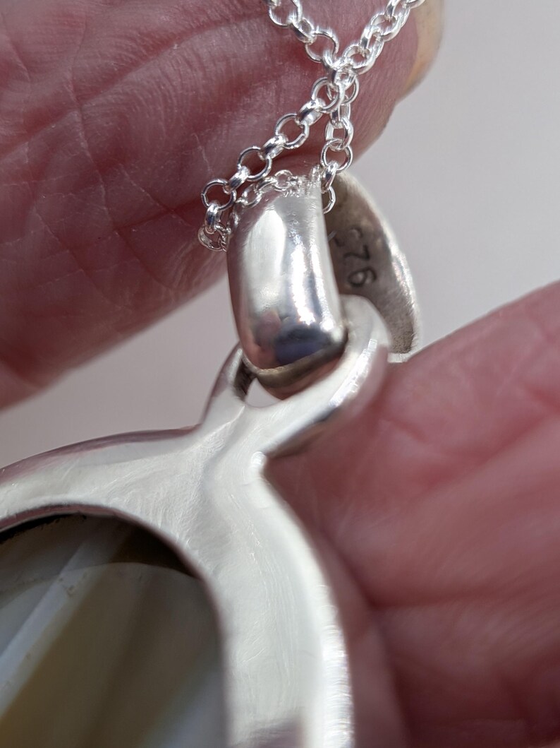 Eob Process Vintage Sterling Silver Banded Agate Pendant With Chain - Etsy