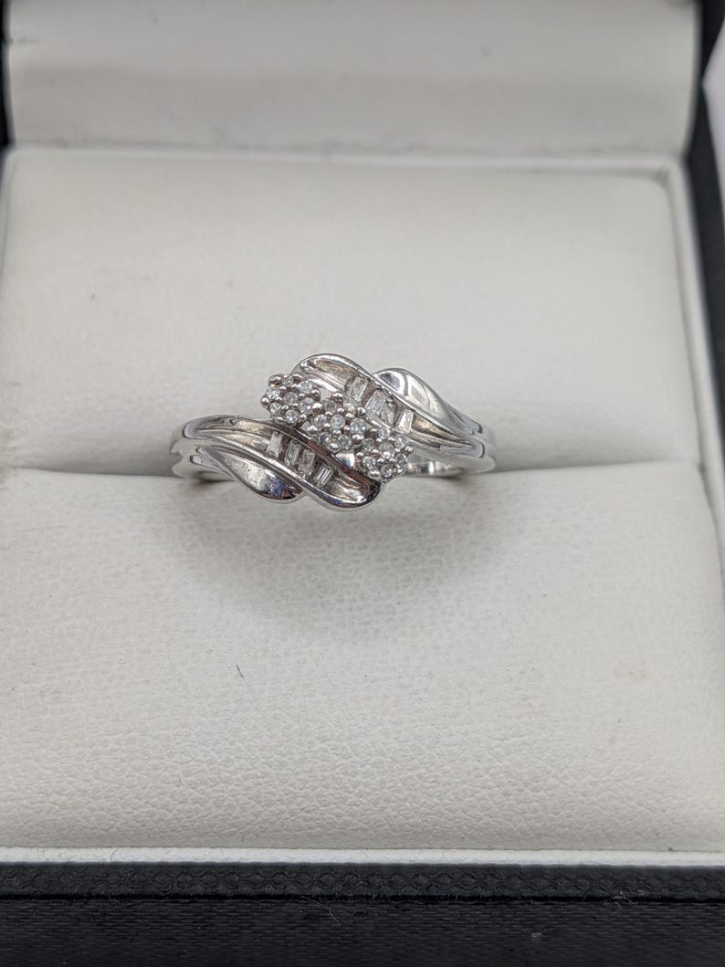 Sterling Silver Natural Diamond Cluster Ring image 3