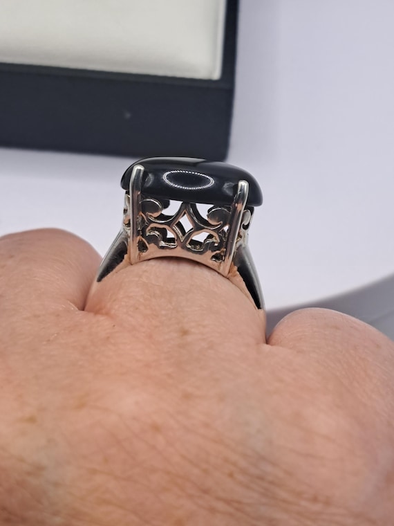 Sterling Silver Obsidian Solitaire Ring - image 6
