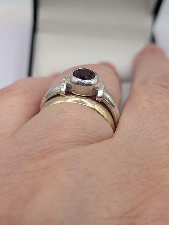 Sterling Silver Garnet Stacking Ring - image 7