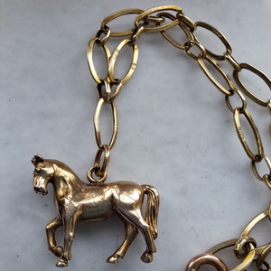 Vintage Hallmarked 9ct Gold Horse Charm Bracelet