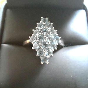 Sterling Silver Sky Blue Topaz Cluster Ring - Size 6.5