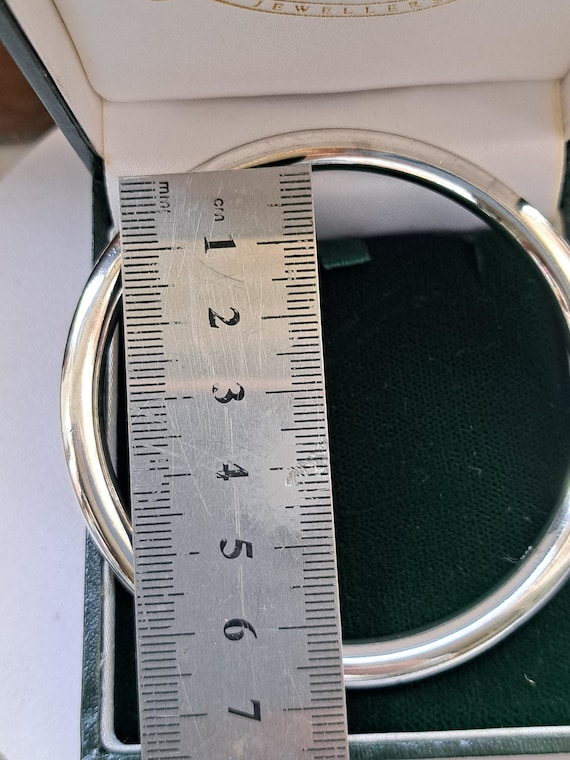 Vintage Solid Heavy Sterling Silver Plain  Bangle… - image 2