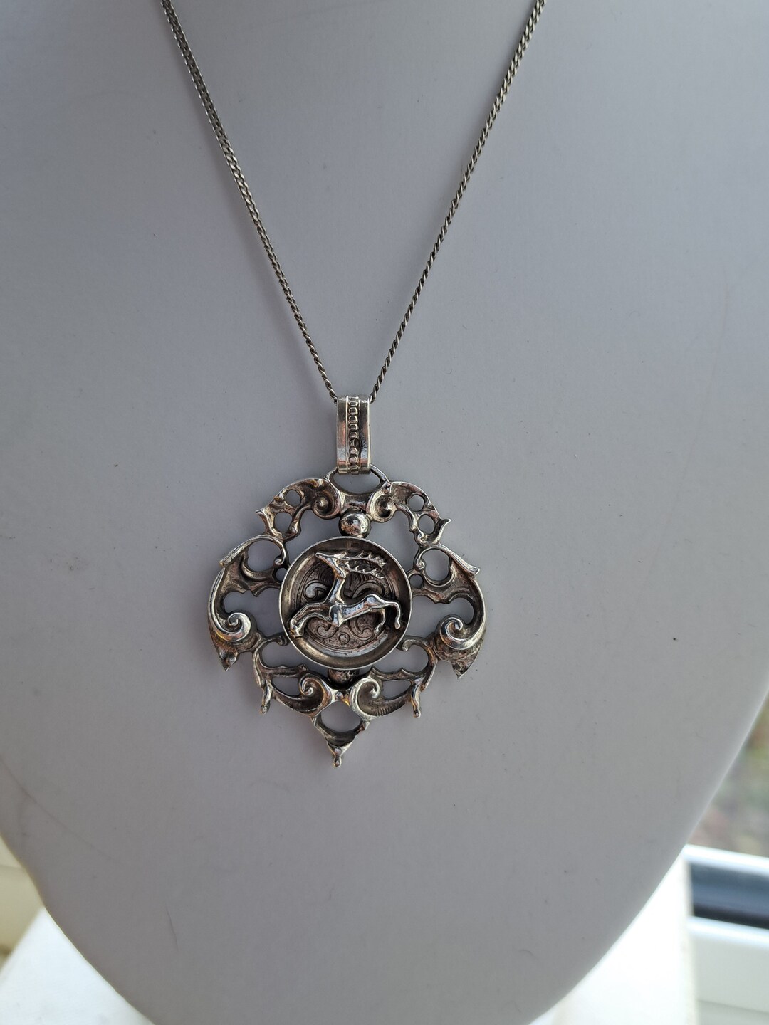 Antique Silver Art Nouveau Pendant With Chain - Etsy