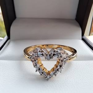 Sterling Silver Vermeil Diamond Heart Ring