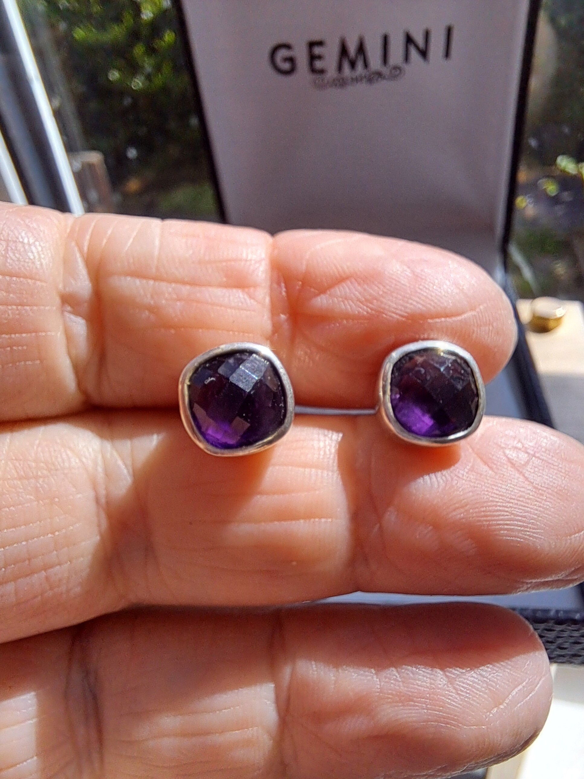 JewelryPalace Pendientes De Tuerca Plata Mujer Con 0.6ct Amatista Púrpura Natural Corte Cuadrado,Pendientes De Botón Plata De Ley 925,Pendientes Niña Con Piedra Preciosa,Conjunto Joyas Mujer