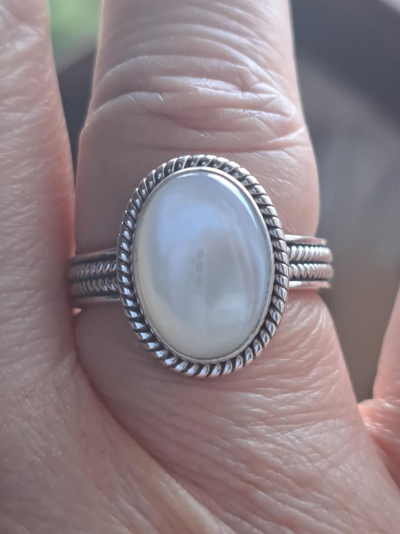 Vintage Sterling Silver Suarti Mother of pearl Ring image 6
