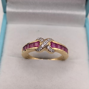 Sterling Silber Vermeil Rubin Criss Cross Ring