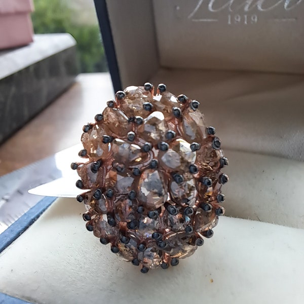 Rose Gold Vermeil Champagne Diamond Cluster Ring