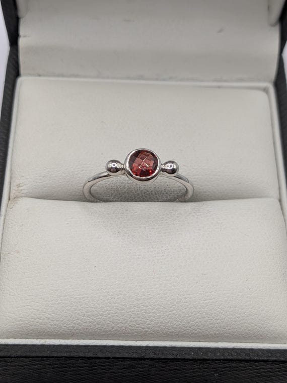 Sterling Silver Garnet Solitaire Stacking Ring - image 2