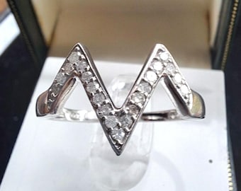 Sterling Silver Diamond Wishbone Stacker Ring
