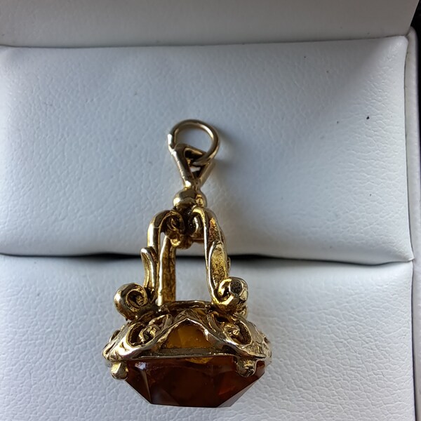 Antique Hallmarked 9ct Citrine Fob