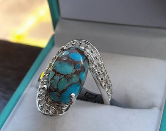 Stylish Sterling Silver Egyptian Turquoise Ring