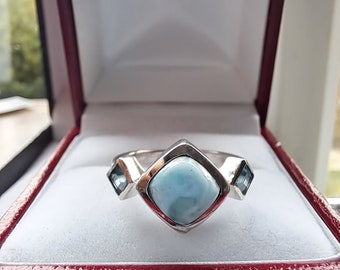 Sterling Silver Larimar and Topaz Ring