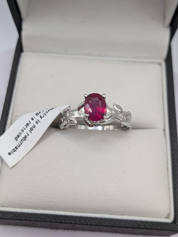 Sterling Silver Ruby Solitaire Ring - image 3