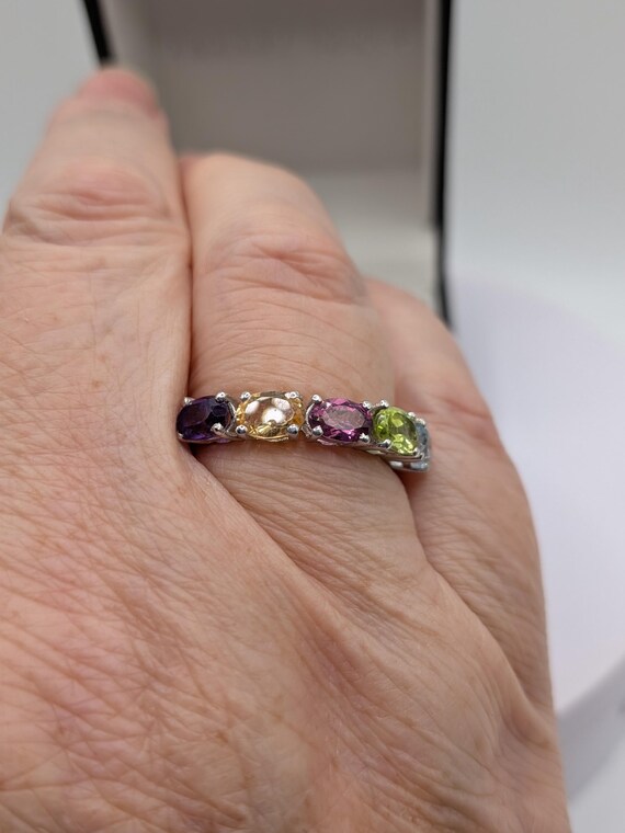 Sterling Silver Multi Gem Eternity Stacking Ring - image 5