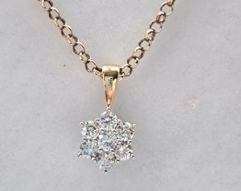 Vintage 18ct Gold Diamond Daisy Cluster Necklace