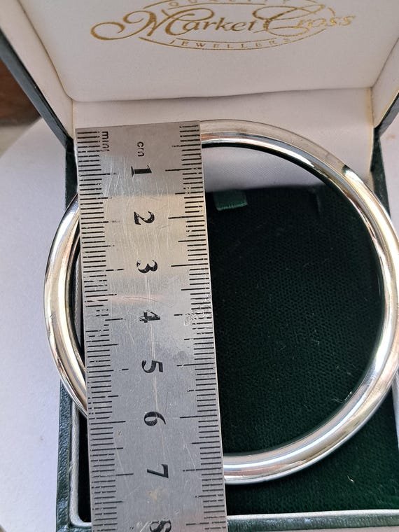Vintage Solid Heavy Sterling Silver Plain  Bangle… - image 3