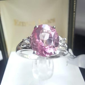 Sterling Silver Pink Topaz Trilogy Ring