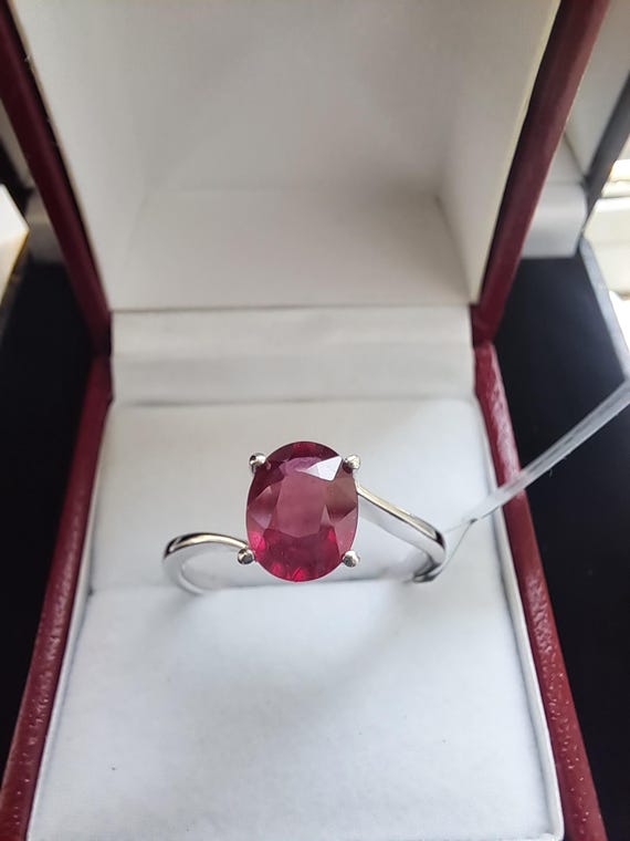 Sterling Silver Madagascar Ruby Solitaire Ring - image 2