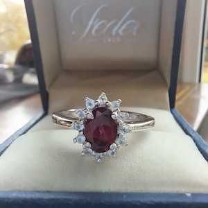 Bague en grappe de grenat en argent sterling