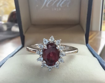 Sterling Silver Garnet Cluster Ring