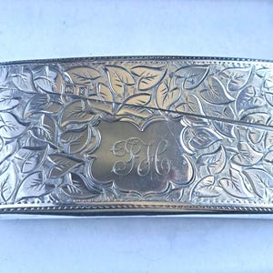 Antique Hallmarked Silver Embossed Curved Card Case