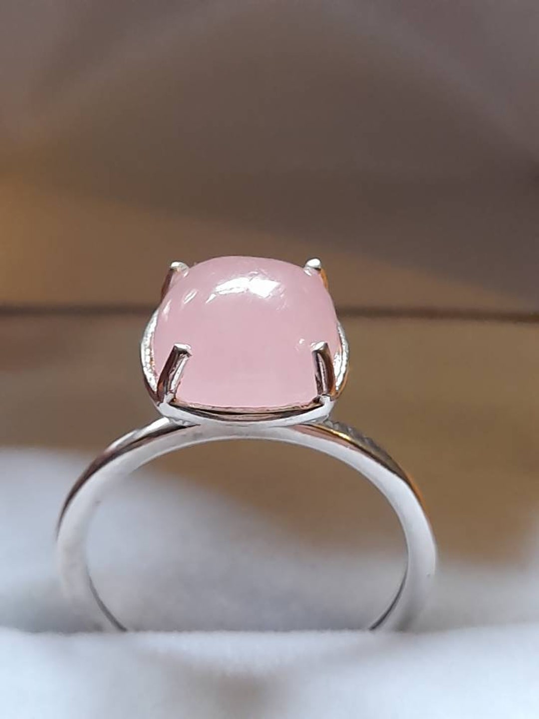 Sterling Silver Pink Jade Ring - Etsy