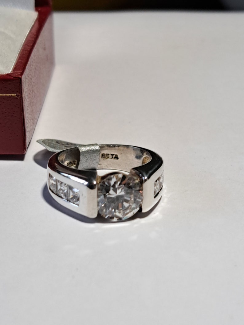 Vintage Designer Sterling Silver CZ Ring image 2