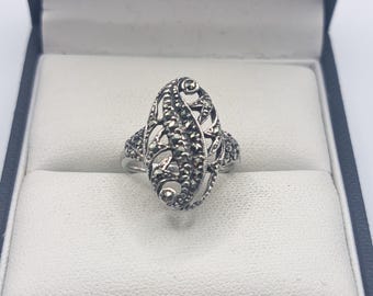 Vintage sterlingzilveren marcasietring