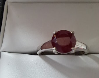 Sterling Silver Ruby Solitaire Ring