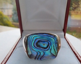 Vintage Sterling Silver Paua Shell Ring