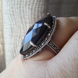 Vintage Sterling Silver Onyx Ring image 6