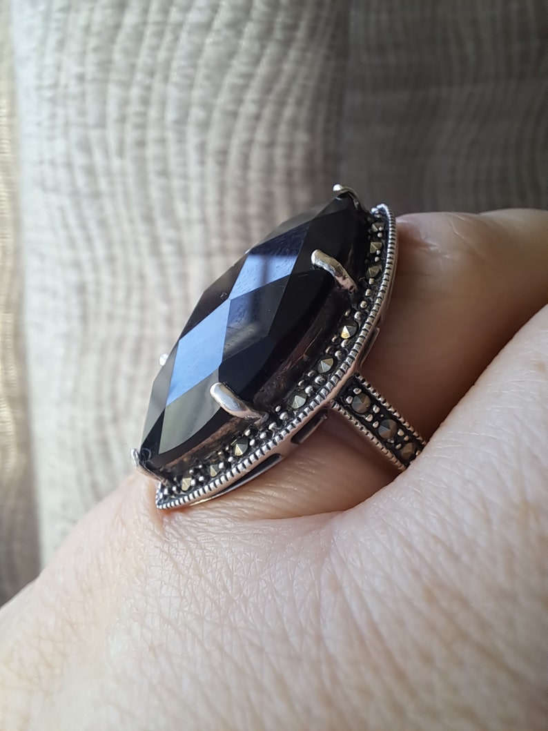 Vintage Sterling Silver Onyx Ring image 6