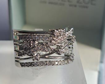 Vintage Sterling Silver Multi CZ Cluster Ring