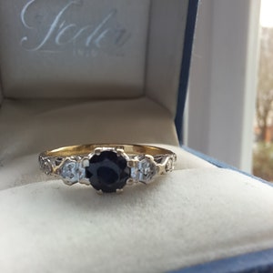 Antique 18ct Gold Sapphire and Diamond Trilogy Ring