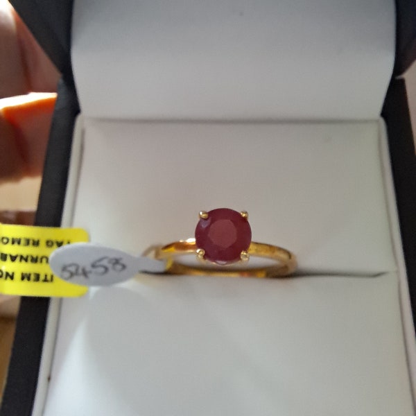 Sterling Silver Vermeil Ruby Solitaire Ring