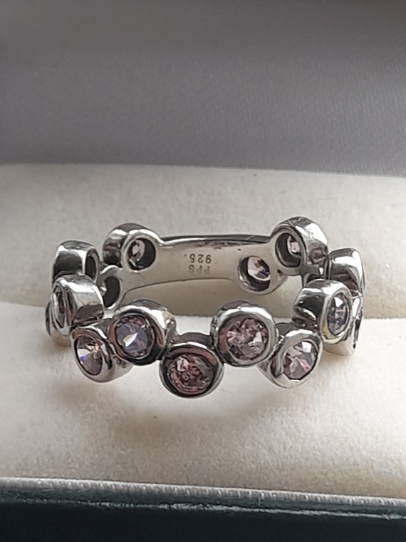 Vintage Sterling Silver Pink CZ Band Ring Etsy Singapore