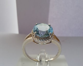 Vintage Sterling Silver Topaz Solitaire Ring