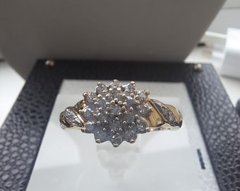 Vintage 9ct Gold Diamond Cluster Ring