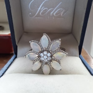 Sterling Silver Opal Flower Ring