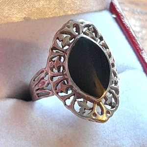 Vintage Sterling Silber Onyx Ring