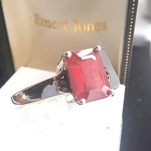 Sterling Silver Ruby and Diamond Trilogy Ring