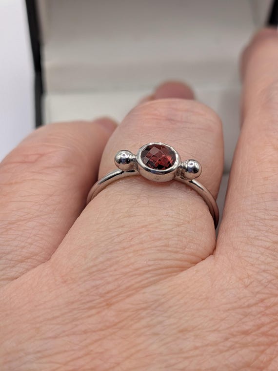Sterling Silver Garnet Solitaire Stacking Ring - image 6