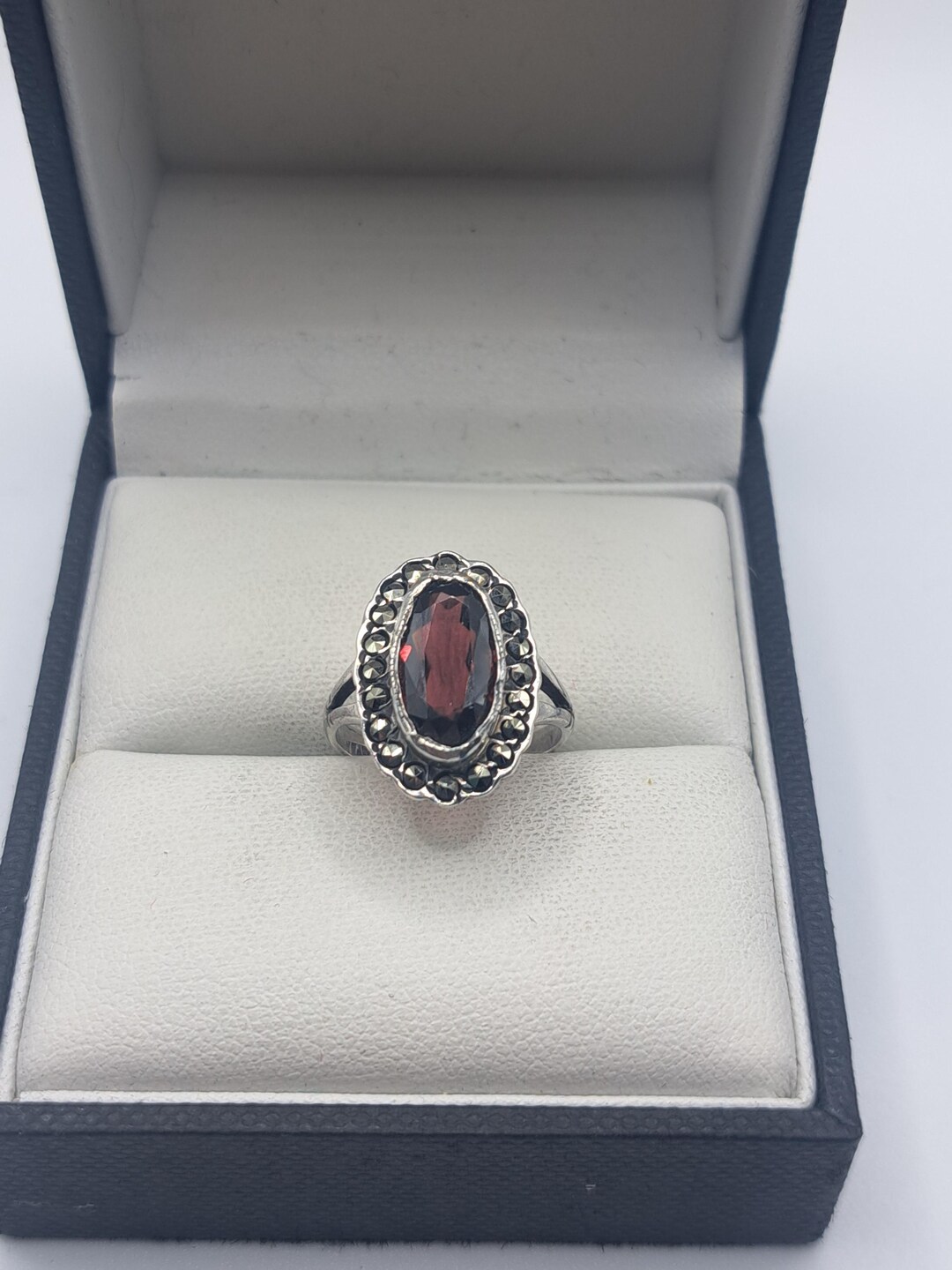 Vintage Sterling Silver Garnet and Marcasite Ring - Etsy