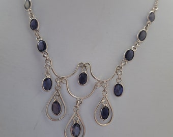 Beautiful Vintage Sterling Silver Tanzanite Necklace