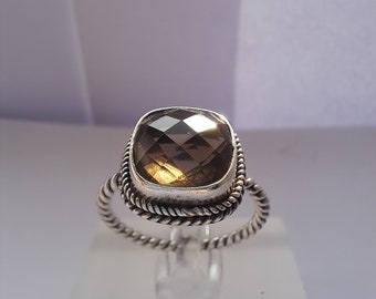 Vintage Sterling Silver Smokey Quartz Ring