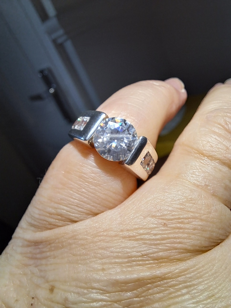 Vintage Designer Sterling Silver CZ Ring image 7