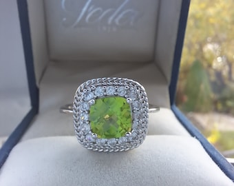 Sterling Silver Peridot Cluster Ring